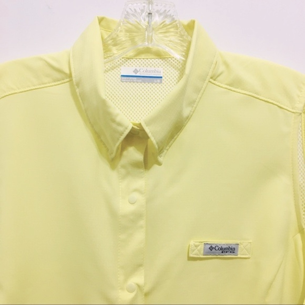 🆕 Columbia PFG Women’s Yellow Sleeveless Button Down Shirt - Picture 4 of 8